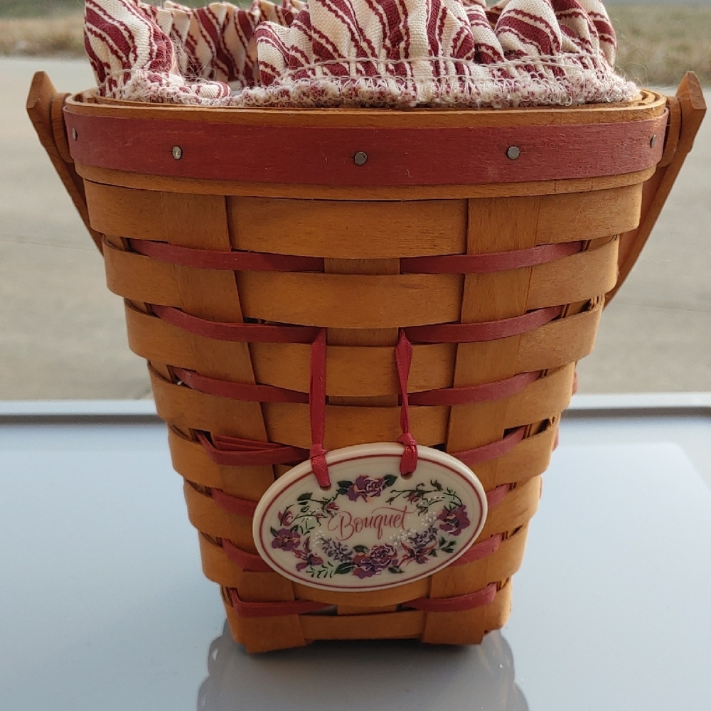 Longaberger Woven Basket with Red and White Liner